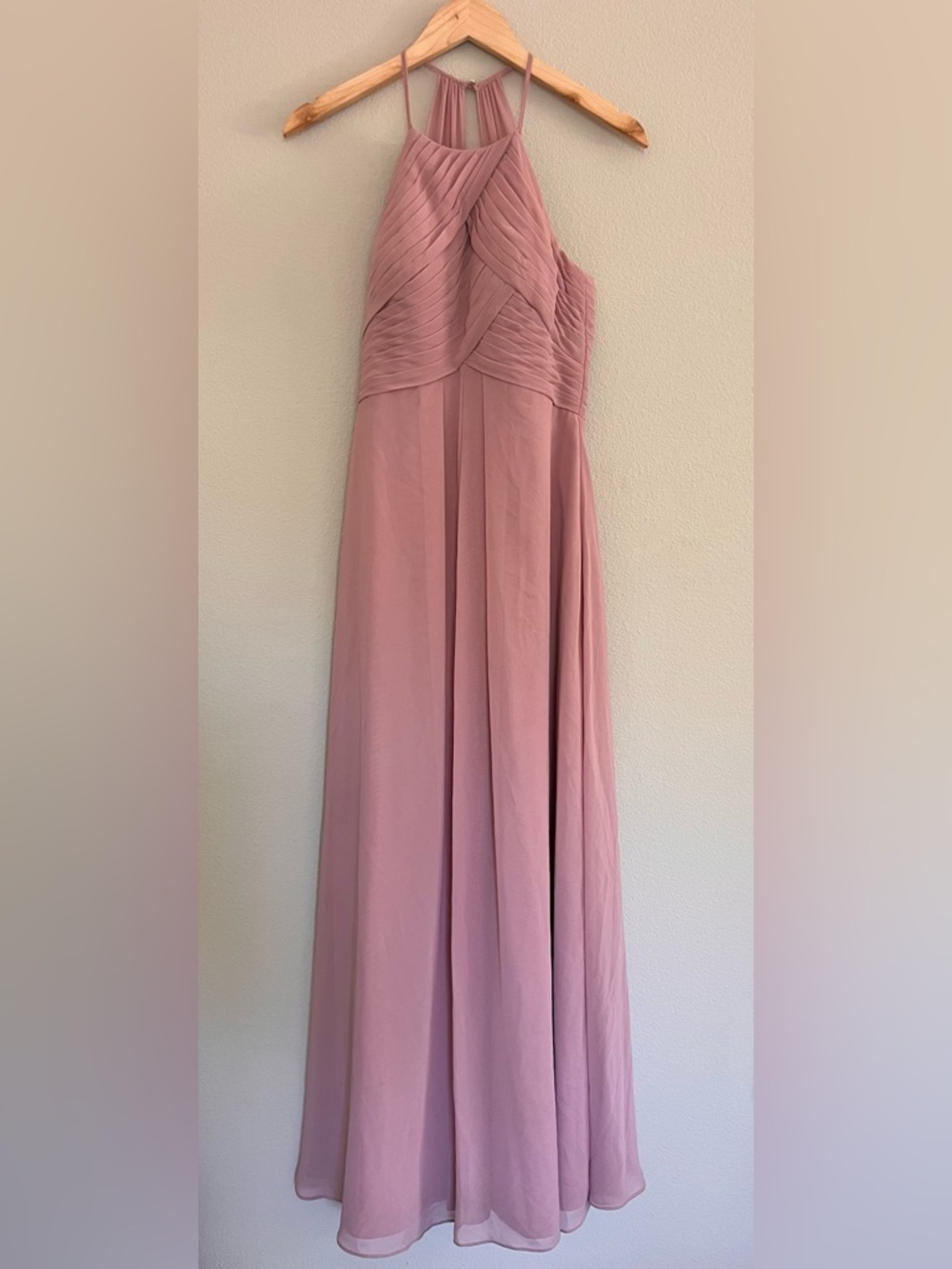 Azazie Dress Pink/Dusty Rose Halter Bridesmaid Prom Wedding Formal Size 2 Flaw